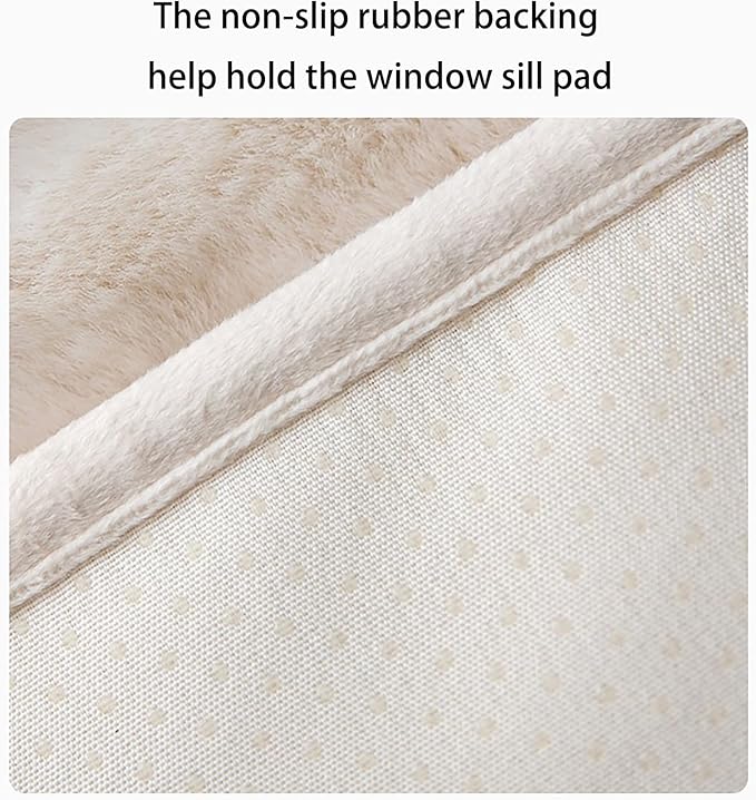 Soft Cat Dog Window Sill Pet Pad Perch,Fluffy Windowsill Dog Pet Mat Pillow Seat Bed, Cat Dog Cushion for Window Sill Mat (Beige, 16"x35")