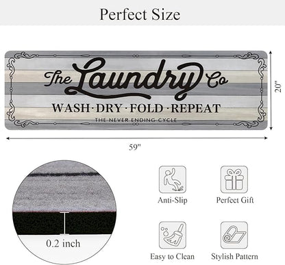 Pauwer Laundry Room Rug Runner 20"x60" Waterproof Rubber Laundry Mat Non Slip Kitchen Mats for Floor Washable Floor Mat Runner Rug for Farmhouse Mudroom Washroom Bathroom Decor