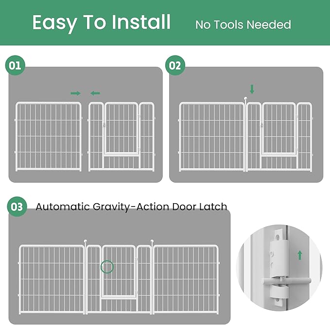 HealSmart Dog Playpen Indoor, Puppy Playpen Indoor Outdoor for Yard, Camping, RV, 24" Height 16 Panels Heavy Duty Dog Pen for Puppies/Small Dogs, White