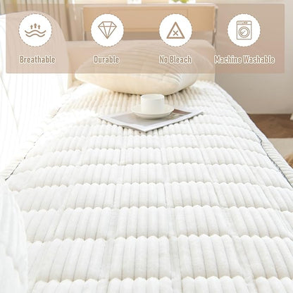 LiveGo Pet Couch Cover Dogs Washable Non-Slip Couch Protector Pet Friendly Dog Mat for Couches and Sofas (Milky White, 90x160 cm / 35.4x63 in)