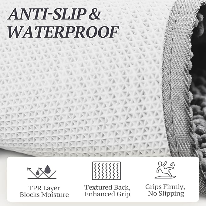VIVAGLORY Dog Door Mat Absorpmax Dog Rug for Muddy Paw, Mat for Muddy Paw Door Indoor Floor Entryway, Waterproof Washable & Water Absorbent Dirt Trapper, 35" × 25", Grey
