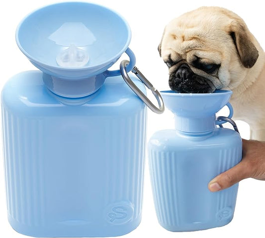 Springer Dog Water Bottle | Portable Travel Water Bottle Dispenser For Dogs - As Seen on Shark Tank | Patented, Leak-Proof Bottles Fill Bowl With Water - Ideal for Walking | BPA-Free 44oz Blue