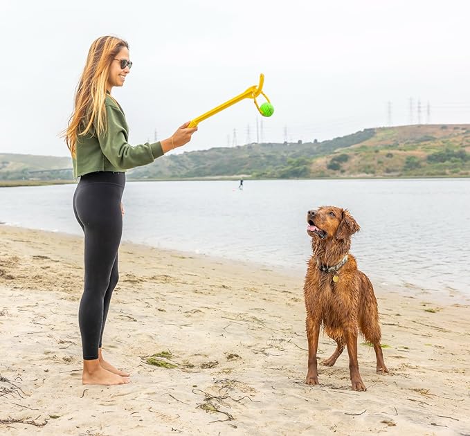 Project Hive Interactive Dog Toys - Set of 2 Looped Balls - Compatible with Hive Zoomer Dog Ball Thrower - Perfect for Fetch and Tug Play - Green and Blue