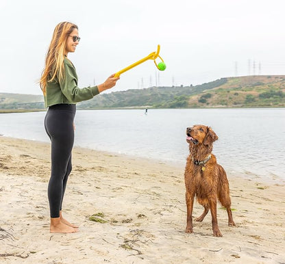 Project Hive Interactive Dog Toys - Set of 2 Looped Balls - Compatible with Hive Zoomer Dog Ball Thrower - Perfect for Fetch and Tug Play - Green and Blue