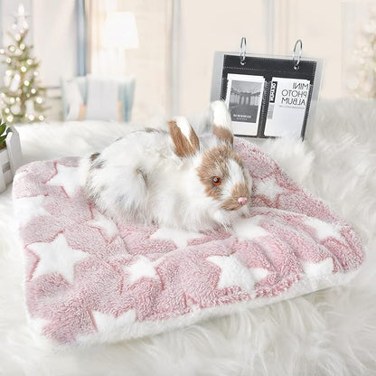 Small Animal Bed Mat, Soft & Warm, Suitable for Guinea Pig, Hamster, Rabbit, Rat and Bearded Dragon (XX-Large(19.7''x15.7''), Star Red)