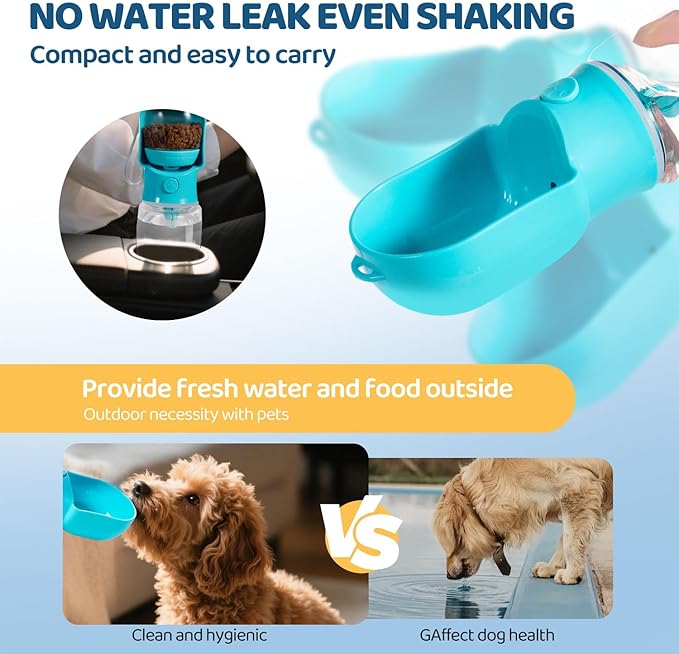 Dog Water Bottle with Food Storage Compartment Portable Pet Dispenser Dogs Stuff Water Bottle Puppy Supplies Portable Travel Dogs Bowls Dog Accessories for Walking and Hiking