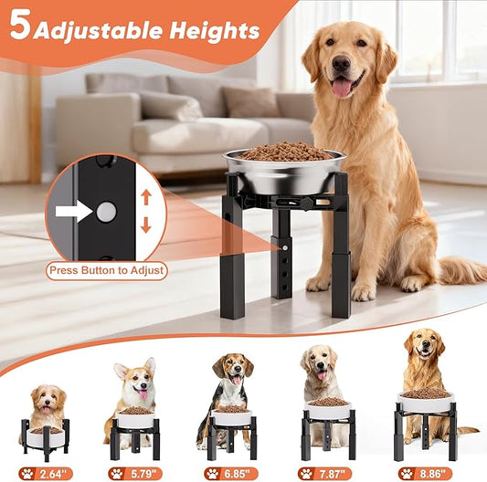 XIAZ Dog Bowl Stand Elevated Food Water Bowl Holder for Large Medium Small Sized Dog, Heights&Width Adjustable, Non-Slip, Durable, Elevated Feeding Bowl Stand for All Dogs Bowls (Stand Only)