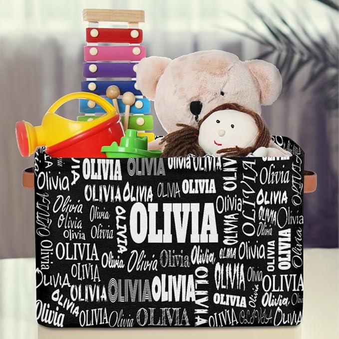 Custom Rectangular Baby Storage Basket, Kids Toys Bin, Books Shelf Basket, Clothes Towel Storage Bin for Nursery, Gift Basket, Pet Basket Solid Black, 15(L)x11(W)x9.5(H)