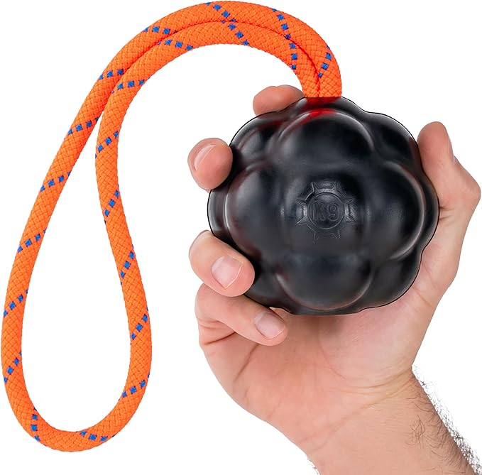 Monster K9 Launcher Tug Dog Ball - Lifetime Replacement - Medium & Large Breeds - Aggressive Chewers - Chew, Tug, & Fetch Dog Toy - Made in USA - (Rope NOT for Chewing & NOT Guaranteed)