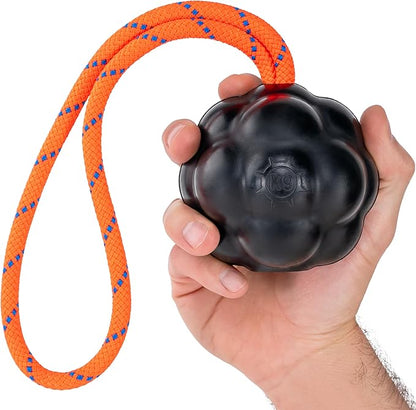 Monster K9 Launcher Tug Dog Ball - Lifetime Replacement - Medium & Large Breeds - Aggressive Chewers - Chew, Tug, & Fetch Dog Toy - Made in USA - (Rope NOT for Chewing & NOT Guaranteed)