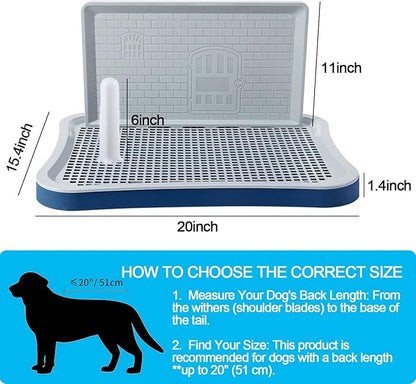 Pee Pad Holder,Indoor Dog Potty Pad,Puppy Potty Training Tray,for Small and Medium-Sized Dogs,20"*15", with Pee Wall, Non-Skid Feet(Navy Blue)