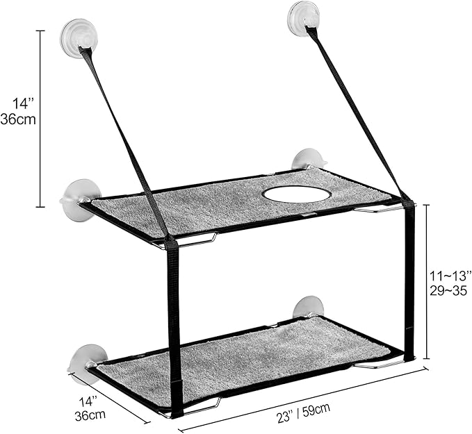 Cat Window Perch Folding Cat Hamock for Closing Curtain Up to 50lb Metal Frames Double Layers Window Bed Soft Mats Sunny Seat