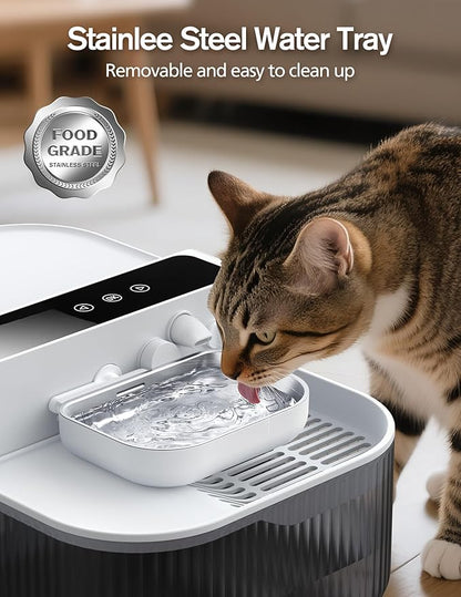 Chumajor 3.5L Wireless Cat Water Fountain with No Filters, 180-Day Battery & Precision Flow Control,Smart Pet Water Dispenser with Wastewater Separation & Custom Scheduling for Cats & Dogs, White