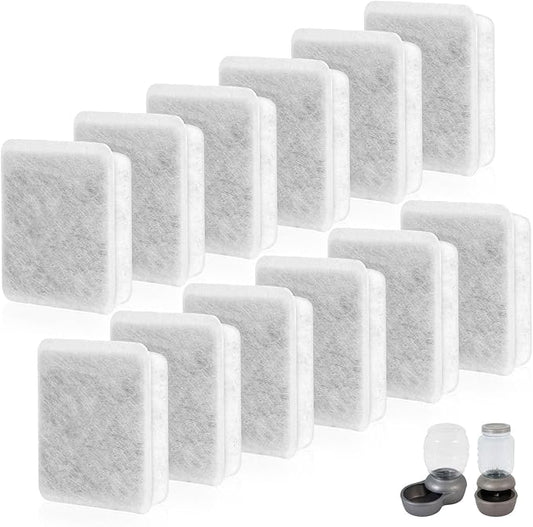 Pet Fountain Charcoal Water Filter Replacement, Dog Cat Water Bowl Filter Pet Water Filter Fit for Gravity Waterer Bowls Pack of 12