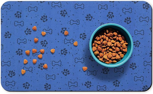 Dog Food Mats,Cat Absorbent Water Bowl Feeding Mats Pet Placemats for Food and Water Spot 17 * 30 inch