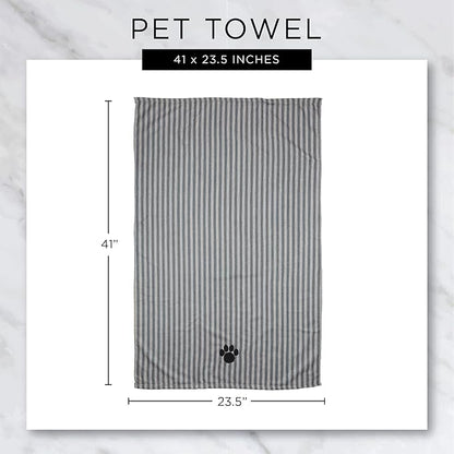 Bone Dry Pet Grooming Towel Collection Absorbent Microfiber X-Large, 41x23.5, Striped Hunter Green (Pack of 2)