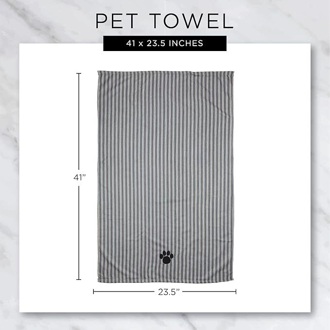 Bone Dry Pet Grooming Microfiber Towel, Embroidered Collection, X-Large,41x23.5, Lavender (Pack of 12)