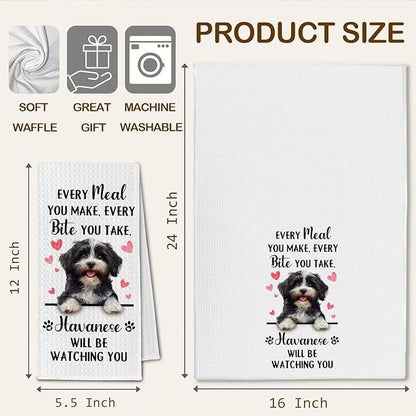 Havanese Gifts Kitchen Towels, Funny Dog Tea Dish Towels for Kitchen Decorative, Havanese Dog Lovers Gifts for Women, Every Meal You Make Every Bite You Take Hand Towel, 16x24 Inch