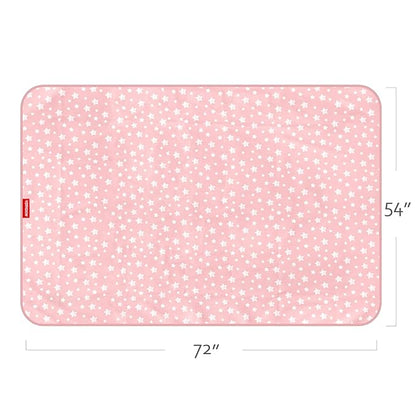 Extra Large Baby Splat Mat 54''x 72'', Anti Slip Waterproof High Chair Mat Baby Feeding Table Cloth Floor Mat Cover, Baby Art Playtime Mat for Craft/Mealtime, Washable Portable Picnic Mat - Pink Star