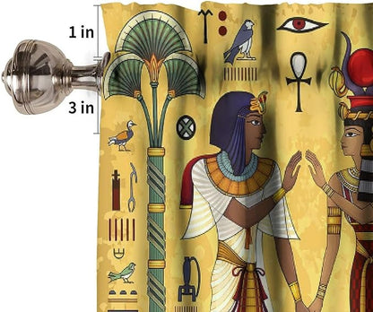 Vintage Ancient Egypt Curtains Valance, Mysterious Old Egypt African Pharaoh Theme Egyptian Culture Window Valance Curtain for Farmhouse Bedroom Living Room Kitchen 54x18inch