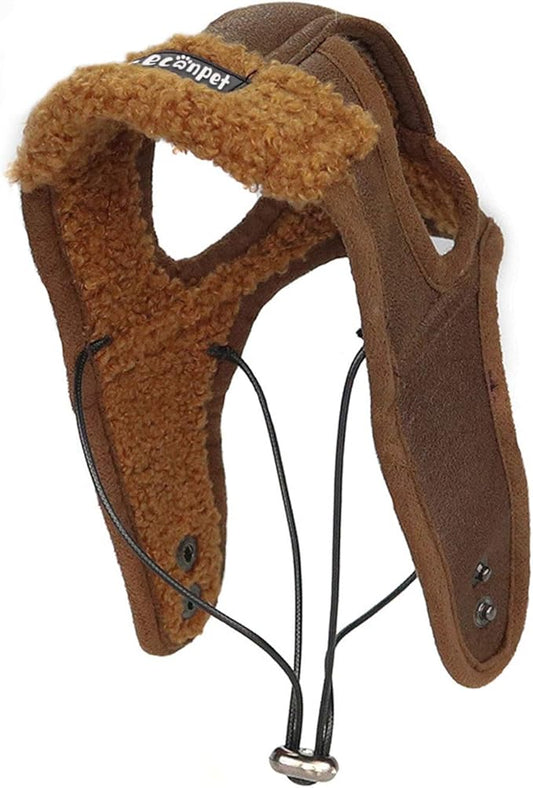Leconpet Dog Aviator Hat, Dog Winter Pilot Hat with Ear Flaps for Cold Weather (M, Coffee)