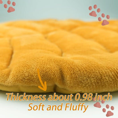 Leaf Shaped Self-Warming Cat Bed Mat – 26"x20" Flannel & Cotton Pet Pad, Warm Pet Cat Mat for Indoor, Soft Kitten Cushion & Puppy Mattress (Yellow)