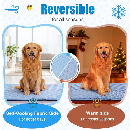 Dog Cooling Mat Self Coolings Foldable Cooling Pad for Dog in Summer Coolings Mat for Dogs and Cats Machine Washable (Rectangle,Blue, Medium-36 L x 23" W)