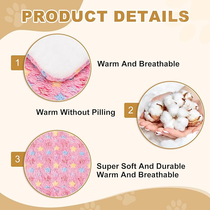 Dog Cat Bed Mat, Soft Coral Fleece Pet Cushion Pad with Cute Star Print, Warm Washable Pet Bed 21x14 Inches, (Pink), Intended for Medium Small Dog Cat