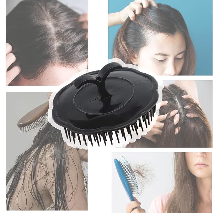 Nıva 2pcs Scalp Massager Shampoo Brush, Massage Hair Brush Floriated Shower Comb for Deep Cleaning Hair Men’s Hand Brush Growth Beard Brush Pet Grooming Brushes (Black)