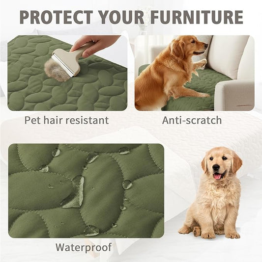 Ameritex Waterproof Pet Bed Cover Anti-Slip Dog Bed Blanket for Sofa and Furniture Waterproof New Pattern Design (Green, 30x80 Inch (Pack of 1))