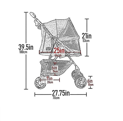 Pet Gear No-Zip Happy Trails Pet Stroller for Cats/Dogs, Zipperless Entry, Easy Fold with Removable Liner, Storage Basket + Cup Holder, Pine Green
