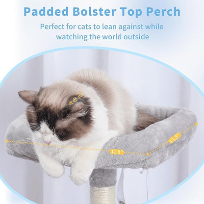 Hey-brother Cat Tree Tower, Scratching Posts with Cozy Condo, Padded Bed, Hammock, Plush Perch, Sisal Post and Ball for Indoor Kittens, 44.9 Inches, Light Gray MPJ009SW