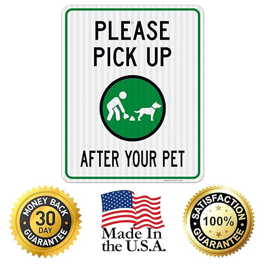 Clean Up After Your Dog Sign, Please Pick Up After Your Pet Sign, 24x30 Inches, Rust Free .063 Aluminum, Fade Resistant, Indoor/Outdoor Use, Made in USA