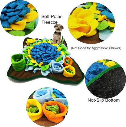 Dogs Snuffle Mat Pet Feeding Mats Puppy Sniffing Pad ,Cat Doggies Interactive Puzzle Toys for Multiple Breeds Encourages Natural Foraging Skills,Training and Stress Release (Blue-01)