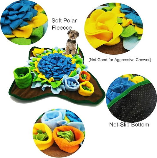 Dogs Snuffle Mat Pet Feeding Mats Puppy Sniffing Pad ,Cat Doggies Interactive Puzzle Toys for Multiple Breeds Encourages Natural Foraging Skills,Training and Stress Release (Blue-01)