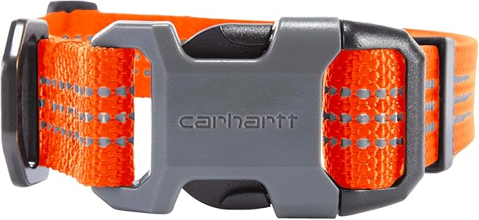 Carhartt Nylon Webbing Dog Collar, Fully Adjustable W/Durable Side Release Buckle, Hunter Orange, Large