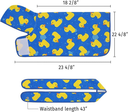 HDE Dog Bathrobe Super Absorbent Quick Drying Puppy Towel Wrap Coat Adjustable After Bath Robes with Hood for Dog Sizes S-XXL Blue Rubber Ducks S