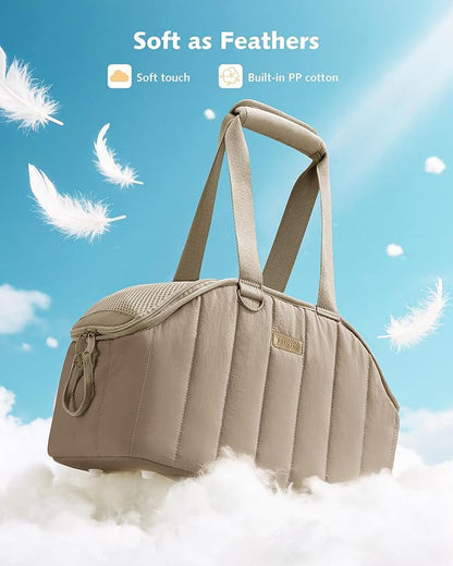 Pecute Dog Purse Carrier, Lightweight Dog Carriers for Small Dogs with Large Pockets, Dog Soft-Sided Carriers up to 6.6lbs, Pet Carrier for Puppy Cat Rabbit, Suitable for Travel, Subway, Khaki