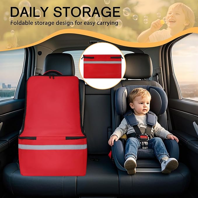 LARIPOP Car Seat Travel Bag for Airplane Gate Check Approved, Padded Backpack with Adjustable Straps, Reflective Strips & Protective Feet for Infant Convertible Booster Seats, Red