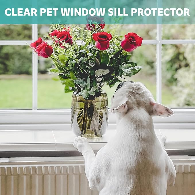 3 Pcs Window Sill Protector, Pet Window Guard,Transparent, Window Sill Cover, Protection from Dog and Cat Scratching Chewing Slobbering, Heavy Duty Scratch Shield(11"x2.24"x0.88")