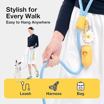 VETRESKA Dog Poop Bag Dispenser with Daisy Scented Waste Bags Leak-proof and Extra Thick Poop Bags for Dog Walking and Cat Litter 1 Holder and 105 Bags (7 Refill Rolls)