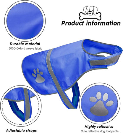 Geyoga 2 Pieces Dog Reflective Vest Adjustable Dog Safety Service Vest Pet High Visibility Apparel Pet Jacket Clothes Safeguard for Hunting Outdoor Walking Night(L,Pink, Blue)