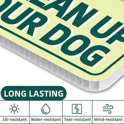 Clean UP After Your Dog Signs, 2-Pack 13"x10" Double-Sided Signs, Corrugated Plastic, H-Stake Metal Stakes, Dog Poop Signs for Lawn, Pick Up After Your Dog Sign