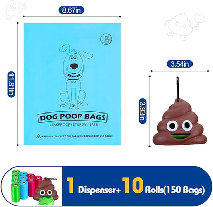 Letalong Dog Poop Bag With Holder, 150 Counts Scented Doggie Waste Bags With 1 Dispenser, Pet Poop Bags Rolls For Doggy