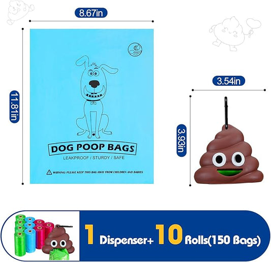 Letalong Dog Poop Bag With Holder, 150 Counts Scented Doggie Waste Bags With 1 Dispenser, Pet Poop Bags Rolls For Doggy