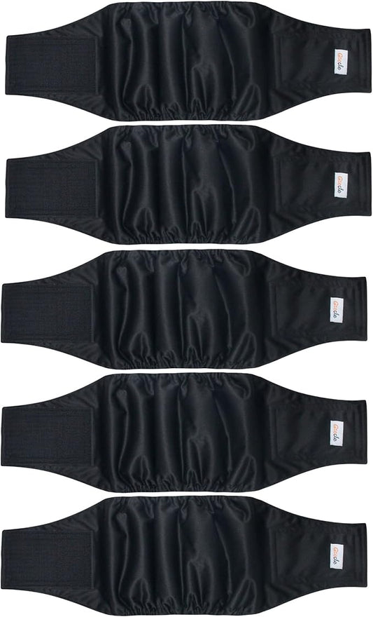 5 Pack Dog Diapers Male Reusable, Premium Belly Bands for Male Dogs, High Absorbing Dog Pee Wraps for Doggie in Incontinence or Excitable Urination and Training Black XS