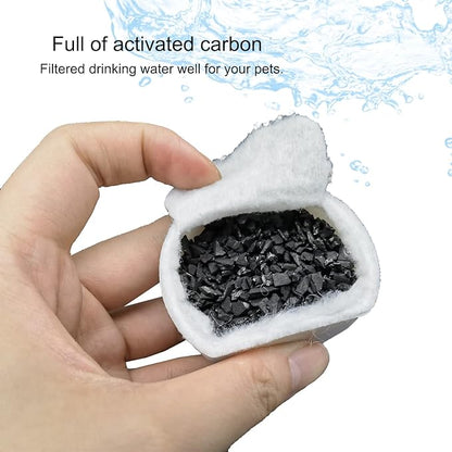 8 Pack Pet Fountain Filter Replacement,4 Carbon Filters and 4 Foam Pre-Filter Replacement Compatible with Multiple Pet Water Dispensers Water Bowl
