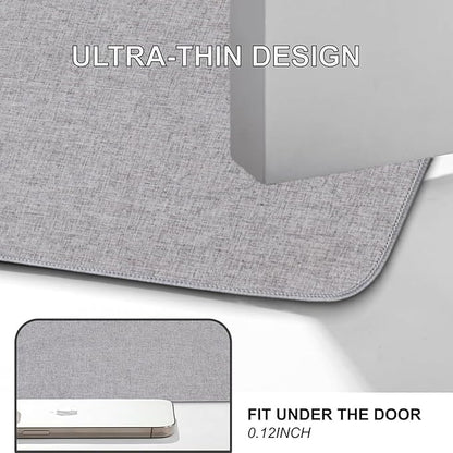 Indoor Door Mat, 1/10 in Ultra Thin Door Mat, Non-Slip Natural Rubber Backing Inside Doormat, Washable, Low-Profile Entrayway Mats, Durable Dirt Trapper for Various Entrance, 35''X24'' Grey