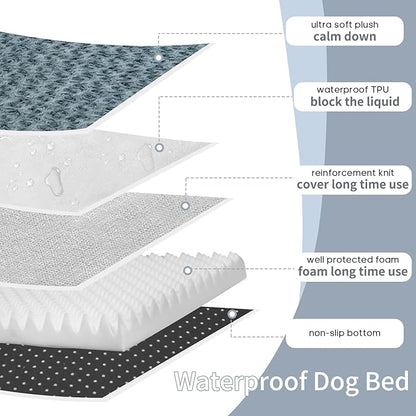 KHONSU PET Dog Bed Mat Plush 4in Orthopedic Pad for Large Dogs up to 150 lbs Waterproof Removable Cover Machine Washable for XXXL Dogs