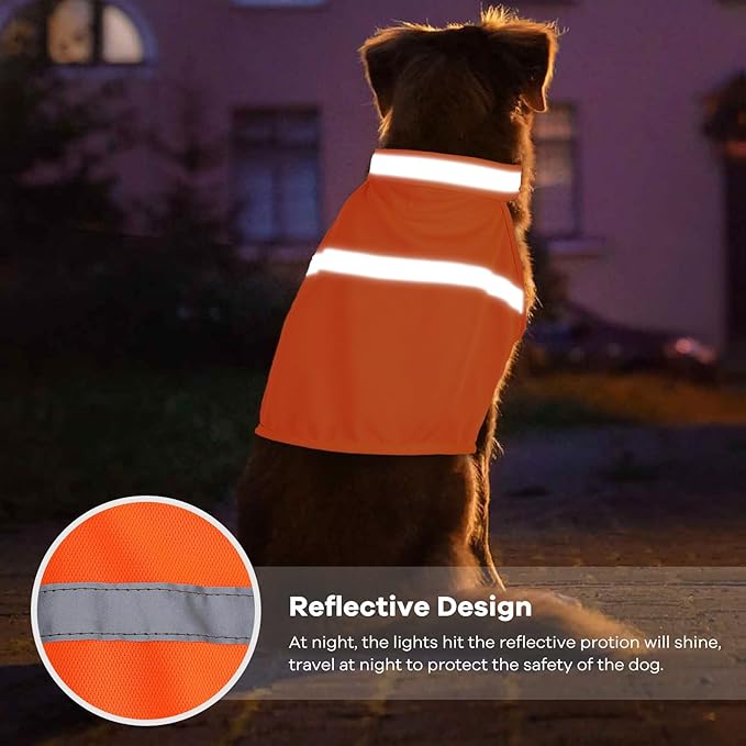 Dog Jacket High Visibility Safety Reflective Dog Vest for Small Medium Large Dogs (Medium, Orange)